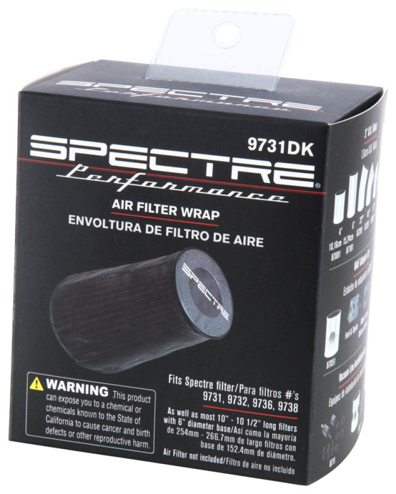 Spectre Universal Pre-Filter Wrap 6.125in. x 9.125in. - Black