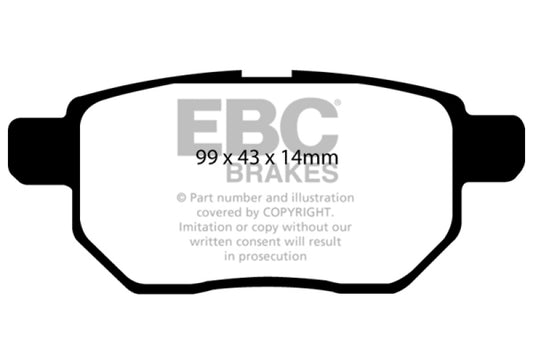 EBC 09-10 Pontiac Vibe 1.8 Redstuff Rear Brake Pads