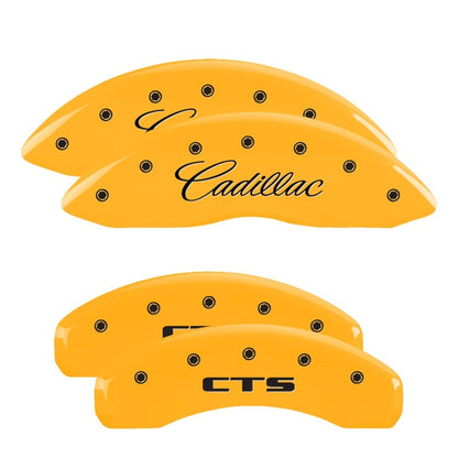 MGP 4 Caliper Covers Engraved Front Cadillac Rear CTS Yellow Finish Black Char 2014 Cadillac CTS