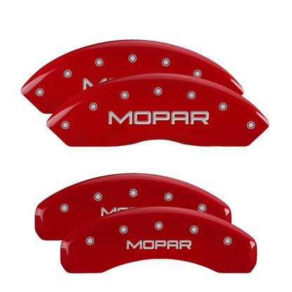 MGP 4 Caliper Covers Engraved Front & Rear Mopar Red Finish Silver Char 2019 Jeep Wrangler