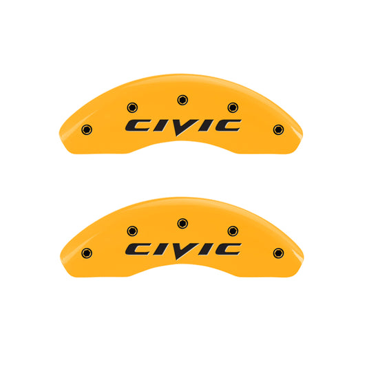 MGP Front set 2 Caliper Covers Engraved Front 2015/Civic Yellow finish black ch