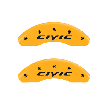 MGP 4 Caliper Covers Engraved Front 2015/Civic Engraved Rear 2015/Civic Yellow finish black ch