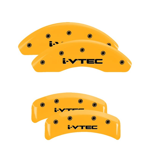 MGP 4 Caliper Covers Engraved Front & Rear i-Vtec Yellow finish black ch