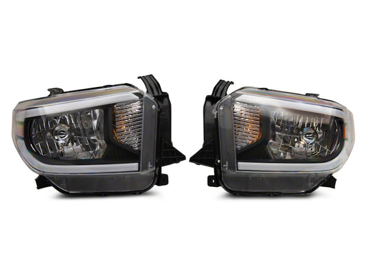 Raxiom 14-21 Toyota Tundra Axial Series Headlights w/ SEQL LED Bar- Blk Housing (Clear Lens)