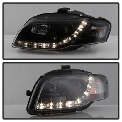 Spyder Audi A4 06-08 Projector Headlights Halogen Model Only - DRL Black PRO-YD-AA405-DRL-BK