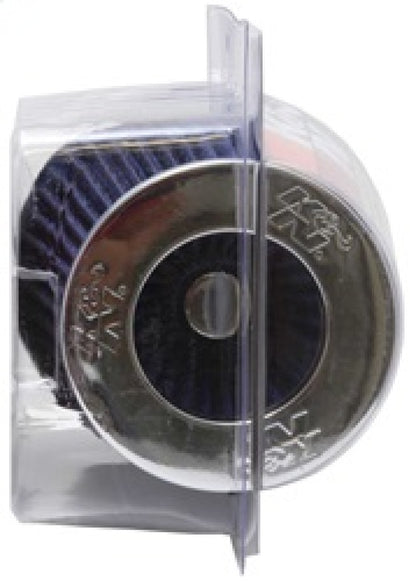 K&N Universal Air Filter Chrome Round Tapered Blue - 4in Flange ID x 1.125in Flange Length x 5.5in H