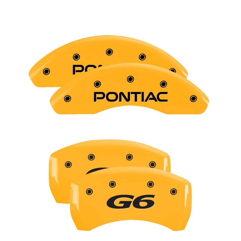 MGP 4 Caliper Covers Engraved Front Pontiac Rear G6 Yellow Finish Black Char 2007 Pontiac G5