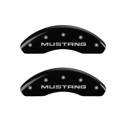 MGP 4 Caliper Covers Engraved Front Mustang Engraved Rear SN95/GT Black finish silver ch