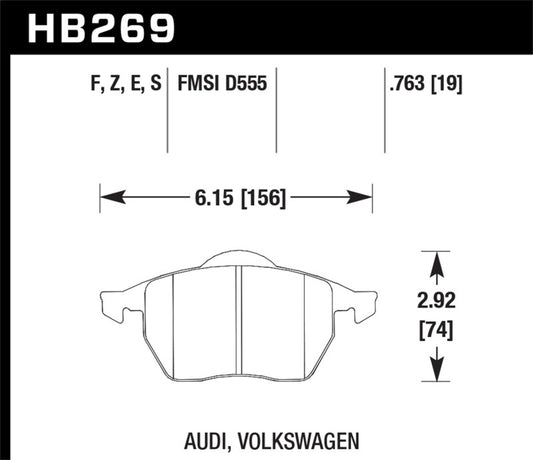 Hawk 96-02 Audi A4 Quattro / 95-01 Audi A6 Quattro Blue 9012 Race Front Brake Pads