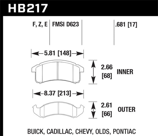 Hawk 96-97 Chevy Camaro RS / 94-97 Camaro Z28/Pontiac Firebird Trans AM  Blue 9012 Front Race Pads