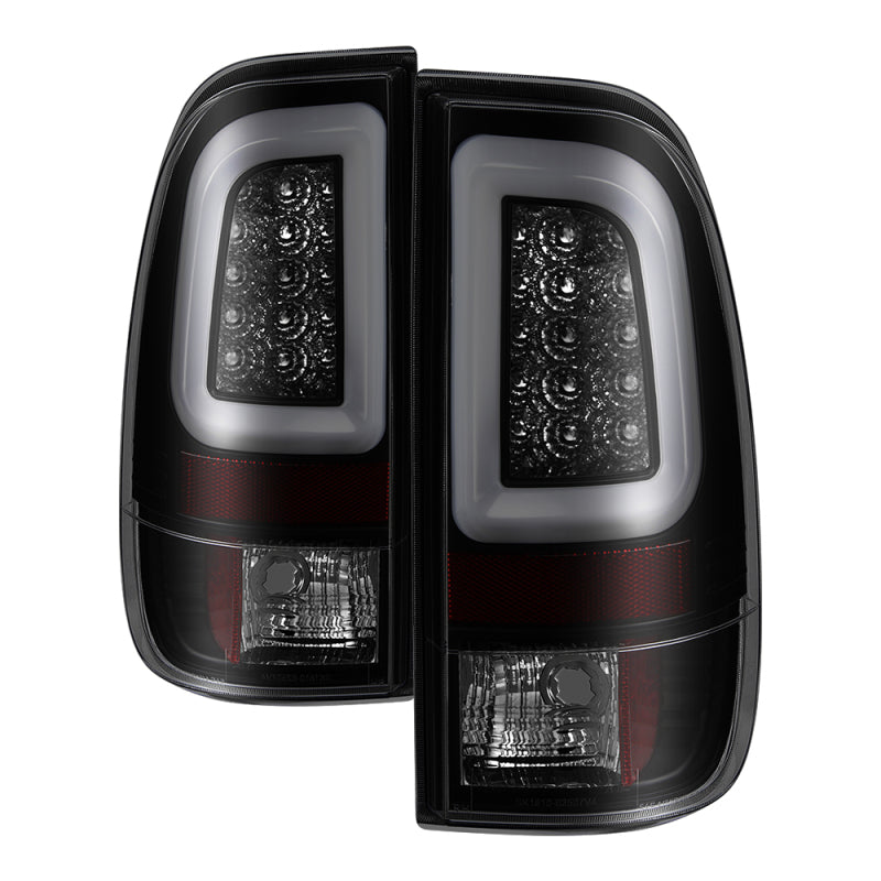 Spyder 08-16 Ford Super Duty F-250 V3 Light Bar LED Tail Lights - Blk Smoke ALT-YD-FS07V3-LBLED-BSM