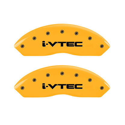 MGP 4 Caliper Covers Engraved F & R I-Vtec Yellow Finish Black Char 2010 Honda Accord Crosstour