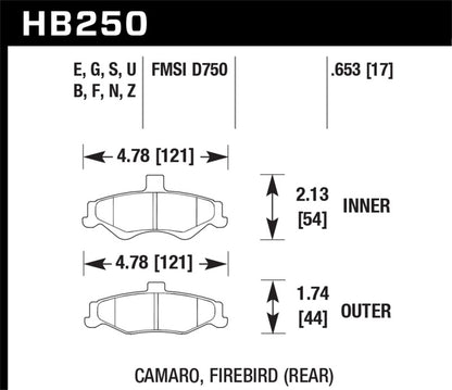 Hawk 98-02 Chevrolet Camaro SS/Z28 / 98-02 Pontiac Firebird DTC-70 Race Rear Brake Pads