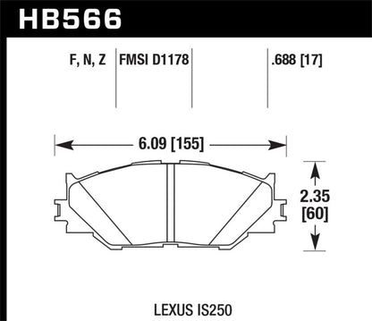 Hawk 06-08 Lexus IS250 Performance Ceramic Street Front Brake Pads