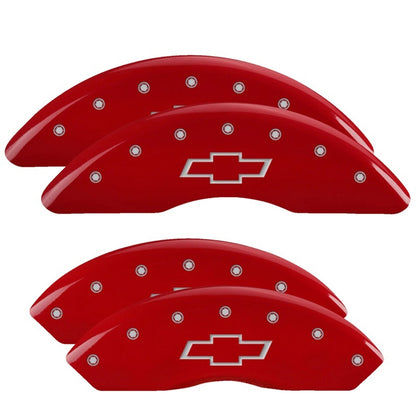 MGP 4 Caliper Covers Engraved Front & Rear Bowtie Red finish silver ch