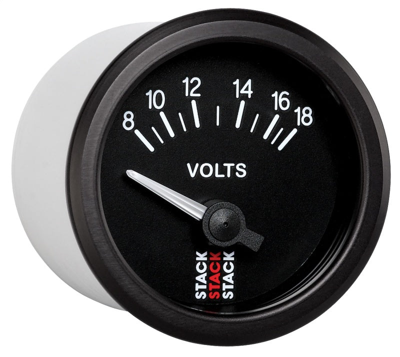 Autometer Stack Instruments 52mm 8-18V Electric Battery Voltage Gauge - Black