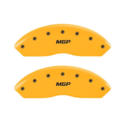 MGP 2 Caliper Covers Engraved Front MGP Yellow Finish Black Char 1998 Chevrolet Express 2500