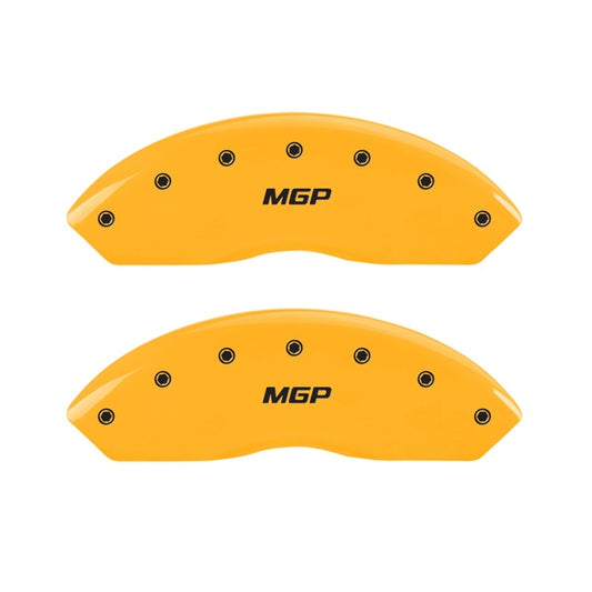 MGP 2 Caliper Covers Engraved Front MGP Yellow Finish Black Characters 1997 GMC Yukon