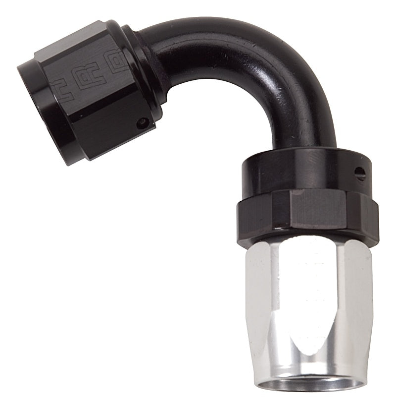 Russell Performance -6 AN Black/Silver 120 Degree Tight Radius Full Flow Swivel Hose End