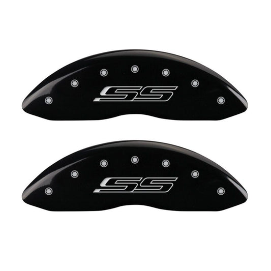 MGP 4 Caliper Covers Engraved Front & Rear Gen 5/SS Black finish silver ch