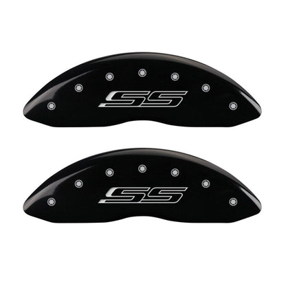 MGP 4 Caliper Covers Engraved Front & Rear Gen 5/SS Black finish silver ch