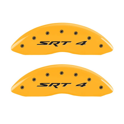 MGP Front set 2 Caliper Covers Engraved Front SRT4 Yellow finish black ch