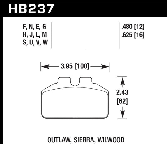 Hawk Wilwood BB / AP Racing / Outlaw Black Rear Brake Pads