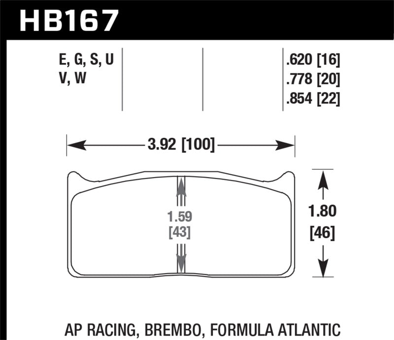 Hawk AP Racing/Brembo Universal DTC-70 Race Brake Pads