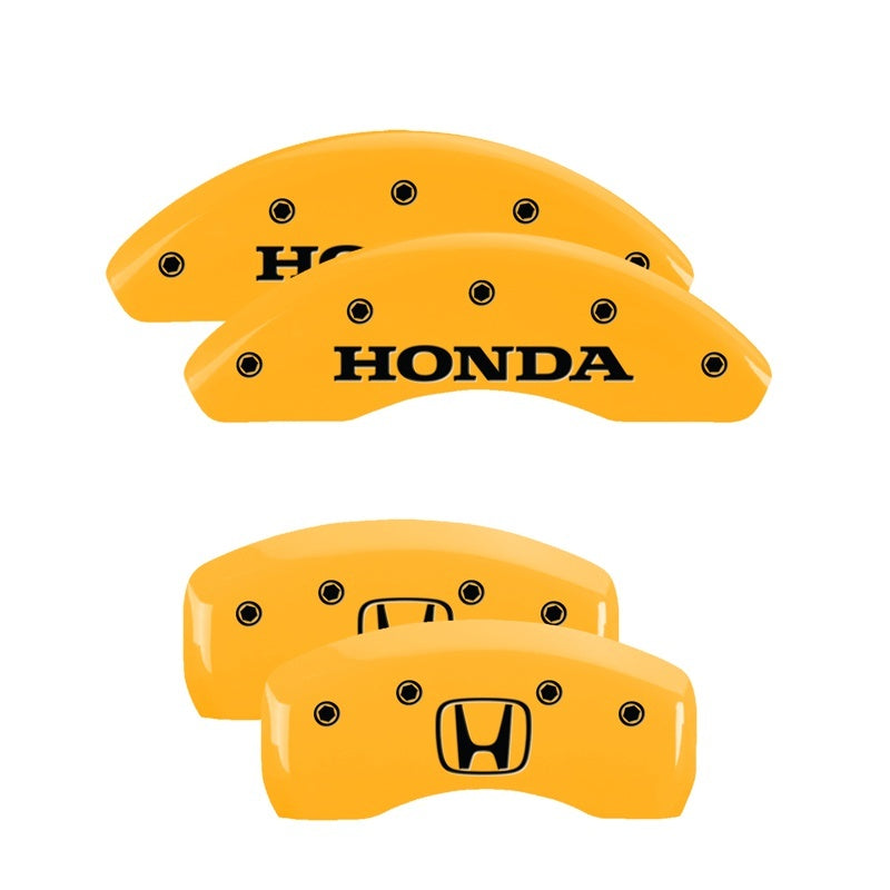 MGP 4 Caliper Covers Engraved Front Honda Rear H Logo Yellow Finish Black Char 2004 Honda S2000