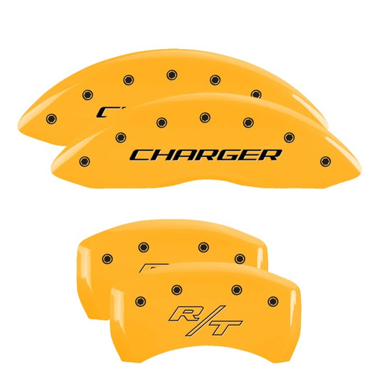 MGP 4 Caliper Covers Engraved Front Charger Rear RT Yellow Finish Black Char 2007 Dodge Charger