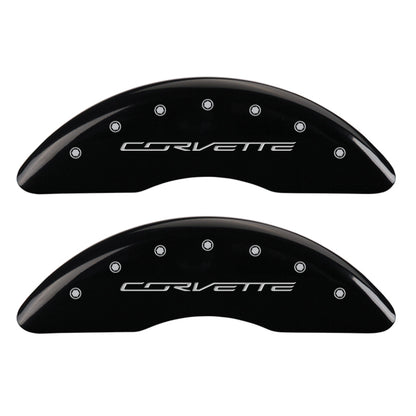 MGP 4 Caliper Covers Engraved Front & Rear C7/Corvette Black finish silver ch