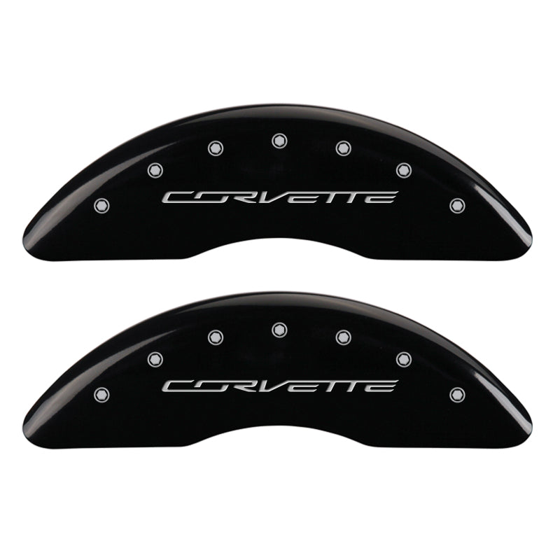 MGP 4 Caliper Covers Engraved Front Corvette C7 Engraved Rear Z51/2015 Black finish silver ch