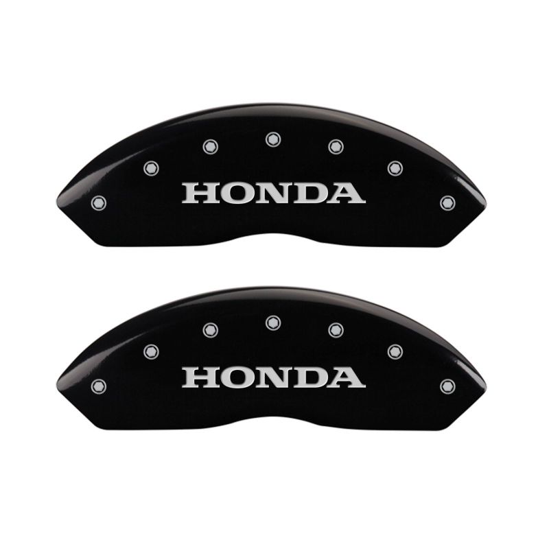 MGP 4 Caliper Covers Engraved Front Honda Engraved Rear Odyssey Black finish silver ch