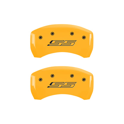 MGP 4 Caliper Covers Engraved Front & Rear Gen 5/SS Yellow finish black ch