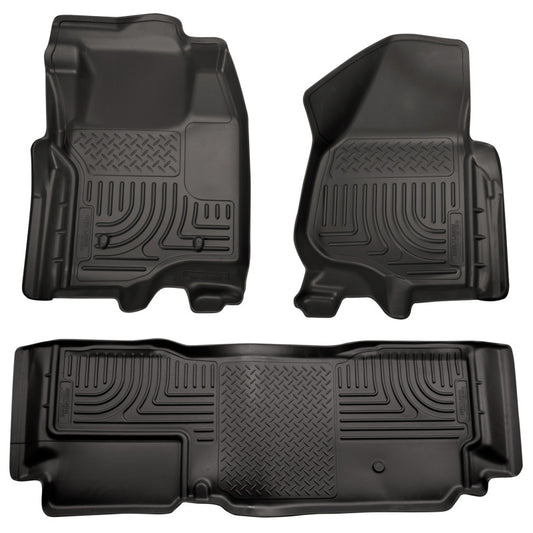Husky Liners 11-12 Ford SD Super Cab WeatherBeater Combo Black Floor Liners (w/o Manual Trans Case)