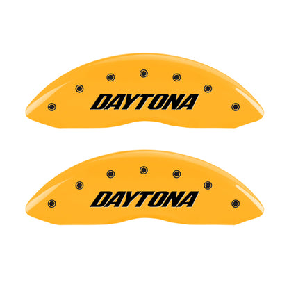 MGP 4 Caliper Covers Engraved Front & Rear Daytona Yellow Finish Black Char 2006 Dodge Charger