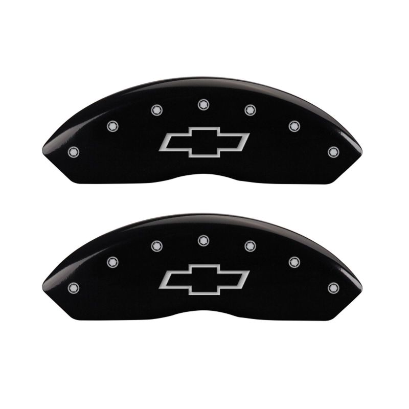 MGP 4 Caliper Covers Engraved F & R Bowtie Black Finish Silver Char 2014 Chevrolet Express 2500