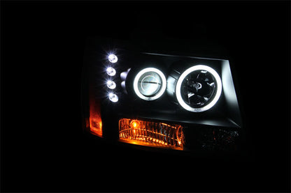 ANZO 2007-2013 Chevrolet Avalanche Projector Headlights w/ Halo Black (CCFL)