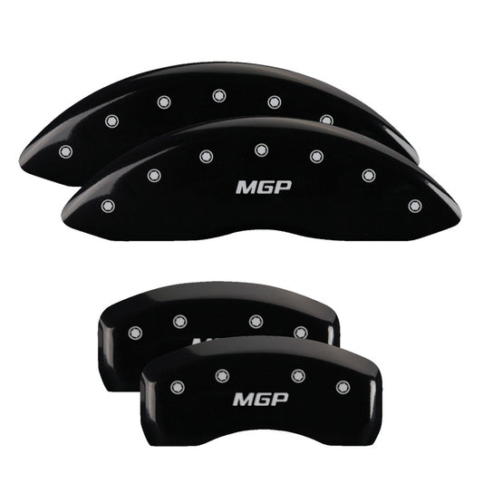 MGP 4 Caliper Covers Engraved Front & Rear MGP Black Finish Silver Characters 2016 Kia Sedona