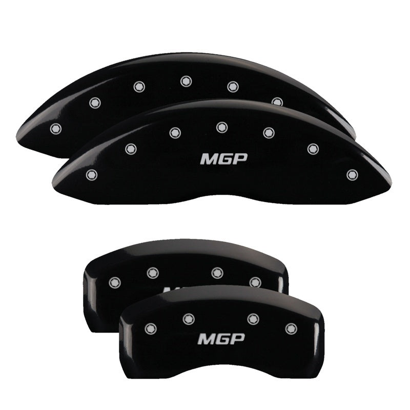 MGP 4 Caliper Covers Engraved Front & Rear MGP Black Finish Silver Characters 2018 Kia Optima