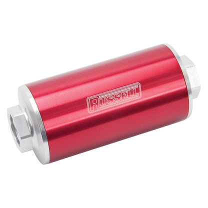 Russell Performance Profilter Fuel Filter 6in Long 60 Micron -10AN Inlet -10AN Outlet - Red
