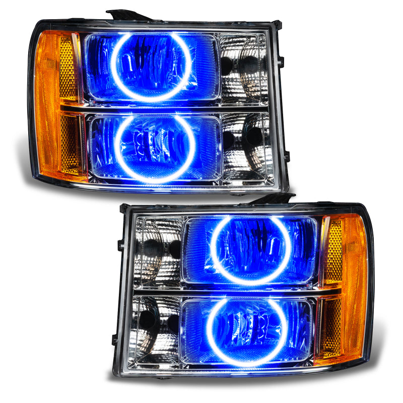 Oracle Lighting 07-13 GMC Sierra Pre-Assembled LED Halo Headlights - (Round Ring Design) -Blue