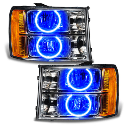 Oracle Lighting 07-13 GMC Sierra Pre-Assembled LED Halo Headlights - (Round Ring Design) -Blue