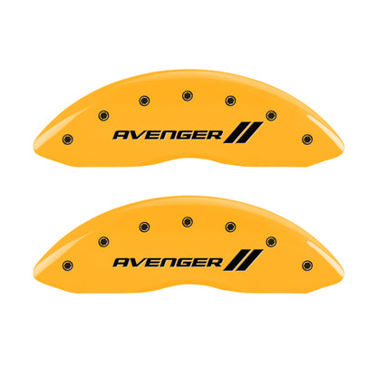 MGP 4 Caliper Covers Engraved Front & Rear With stripes/Avenger Yellow finish black ch