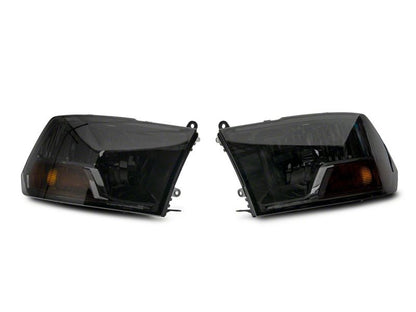 Raxiom 09-18 Dodge RAM 1500 Axial OEM Rep Headlights w/ Single Bulb- Chrome Housing (Smoked Lens)