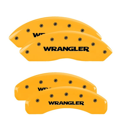 MGP 4 Caliper Covers Engraved Front & Rear WRANGLER Yellow finish black ch