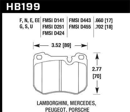 Hawk 86-89 Mercedes 560SL / 77-88 Porsche 924 / 78-81 928 / 83-89 944 HT-10 Front Race Brake Pads