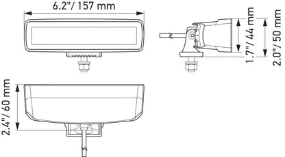 Hella Universal Black Magic 6 L.E.D. Mini Light Bar - Flood Beam