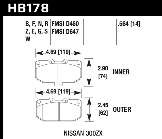 Hawk 90-96 Nissan 300ZX 3.0L 2+2 Front ER-1 Brake Pads