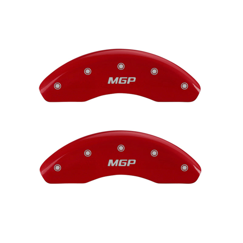 MGP 4 Caliper Covers Engraved Front & Rear MGP Red Finish Silver Char 2018 Hyundai Santa Fe Sport